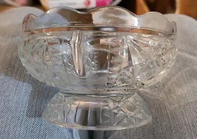 Crystal Clear Vintage Scalloped  Cut Glass Stemware Bowl  5  X 3  Unique Design • $0.99