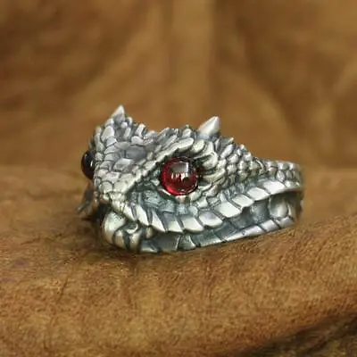 925 Sterling Silver Red Eyes Adder Viper Snake Rings Mens Punk Jewelry TA267D • $57.60