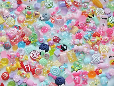 £6.99 • Buy 50 Pcs Mixed Resin Food Sweets Cakes Donuts Fruit Lolly Flatback Slime Diy 
