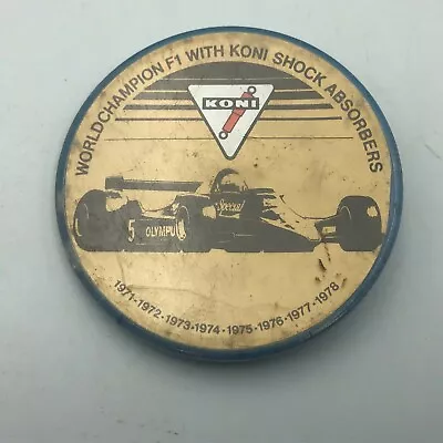 Formula 1 Auto Racing Pinback Koni Shocks Badge Button Pin Vintage F1 1971-78 • $11.01