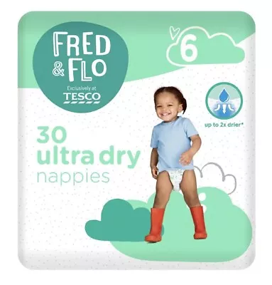 Fred & Flo 30 Ultra Dry Nappies Size 6 Baby Toddler New • £7.99