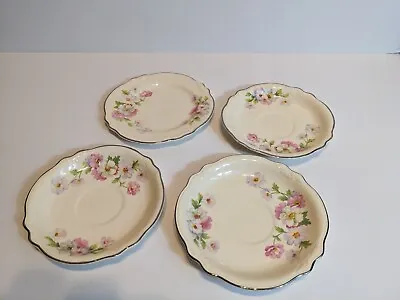 4 Vtg Homer Laughlin Virginia Rose Fluffy Rose Dessert Plates 1937-1942 • $11.49