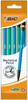 Bic Mechanical Pencils With Eraser - HB 0.7mm Nib - Pack Of 5 • £2.99