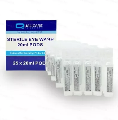 Sterile Saline Pods 20ml - Eye Ear Nose Wound Wash Emergency First Aid Refills • £28.97