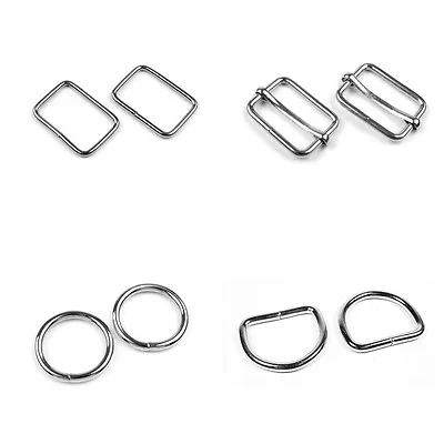 Metal Webbing Strap Fitting Buckle D Ring O Ring Clip Slider 20 25 30 35 & 50mm • £11.99