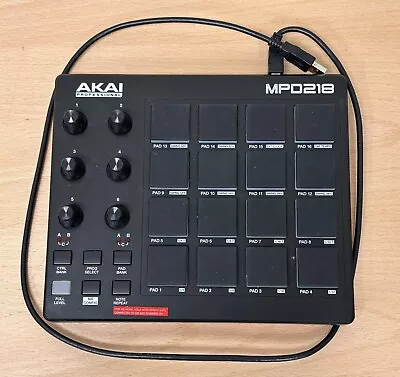 AKAI MPD218 Professional MIDI Pad Controller-16 Pads-Drum-Beats-USB-Preowned • $22.51