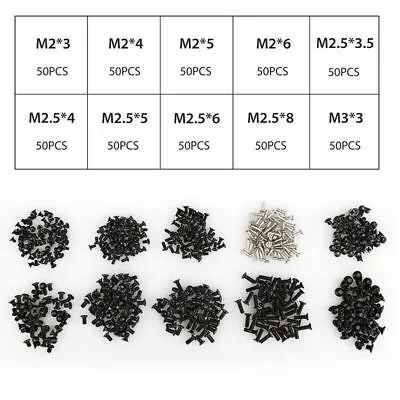 500pcs 10-Size Universal Laptop Computer Tablet M2 M2.5 M3 Screws Assortment Kit • £10.56