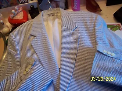 Men's 42R Brooks Brothers Blue Seersucker Sport Coat For Summer Style NEW • $84.99