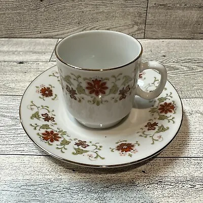 Fine Porcelain Miniature Floral Teacup 2” & Saucer 4.5” Gold Rim Vintage • $5.59