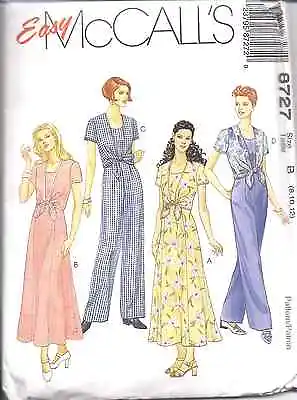 8727 UNCUT McCalls Vintage Sewing Pattern Semi Fitted Dress Jumpsuit OOP SEW FF • $5.59