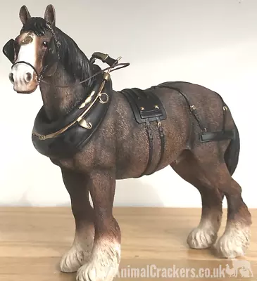 £31.95 • Buy Large 22cm Bay Shire Cart Heavy Horse In Harness Ornament Figurine Leonardo