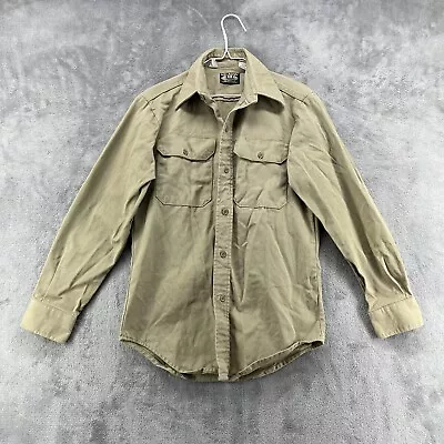 Vintage BB Brand Shirt Mens Small Khaki Denim Button Up Work Ranch Pockets USA • $44.87