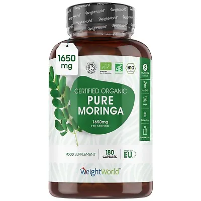 £16.99 • Buy Organic Moringa 180 Capsules 1650mg For High Strength Metabolism, Immune Support