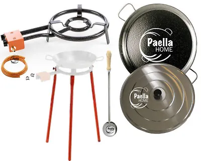 60cm Original Paella Pan Set + 40cm Gas Burner + Lid + Stainless Steel Spoon • £153.99