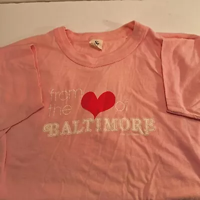 Vintage 80s Baltimore Single Stitch PINK T Shirt Size L USA • $16.99