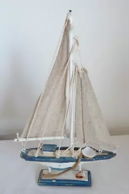 Sailing Boat Rustic Wood Ornament Yacht Nautical Shells Sea Life • £12.65