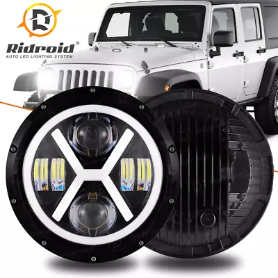 DOT Approved 7  Inch Round LED Headlight With Halo For Jeep Wrangler JK TJ CJ LJ • $35.98