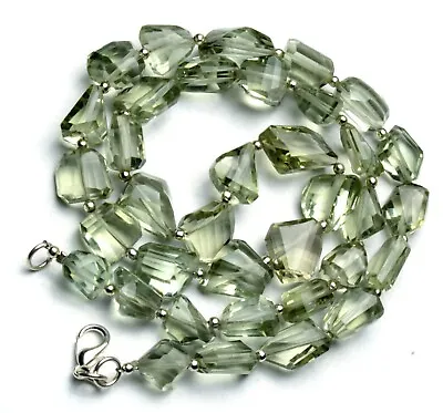Green Amethyst Prasiolite Gem 9 To 14 Mm Size Faceted Nugget Beads Necklace 19  • $29.60
