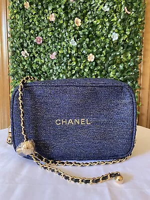 Authentic VIP Chanel Cosmetic Pouch Denim Crossbody  • $88