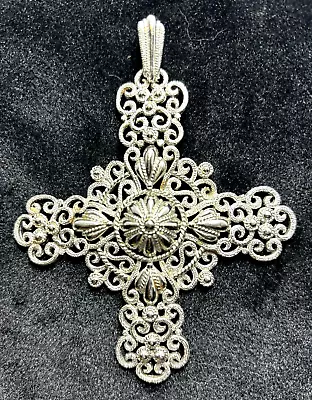 Vintage MINT Crown Trifari  Silver Tone Maltese Cross Pendant • $32