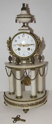 Antique French Fancy Marble & Bronze Mantel Clock 8-Day Time/Bell Strike • $675