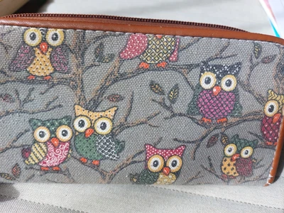£1.50 • Buy Ladies Large Fabric Purse Wallet, With Glitter Owl Print