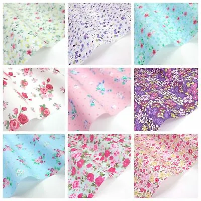 £3.19 • Buy Craft Fabric Polycotton Vintage Florals Half Metres Craft Bunting Shabby Chic