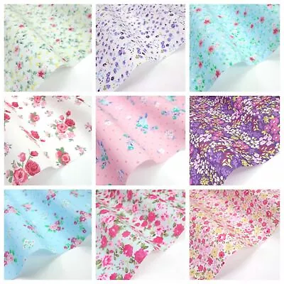 £3.19 • Buy Craft Fabric Polycotton Vintage Florals Half Metres Craft Bunting Shabby Chic