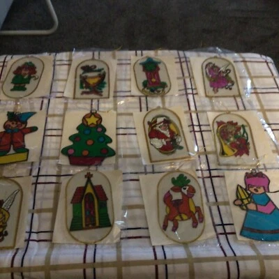 $4.99 • Buy Lot Of 12 Vintage  Nos “ Stained Glass “ Plastic Christmas Tree Ornaments New