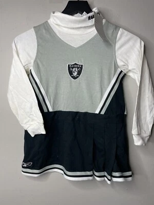 $14.99 • Buy Raiders Youth Girls Kids 5/6 Reebok NFL Football 2Piece Cheerleader Cheer Outfit