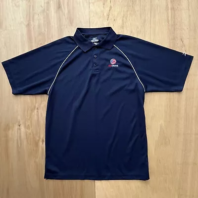 USA VOLLEYBALL MIZUNO DRYLITE Men's Navy Blue Short Sleeve Polo Shirt Sz S • $22.95