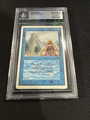 MTG Unlimited Ancestral Recall BGS Authentic Altered. Ink Top Left Back Corner. • $2450