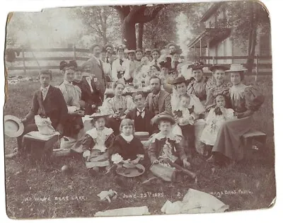 C1895 Identified Wealthy Family Picnic Photo White Bear Lake MN Haas Bros Photo • $79.99