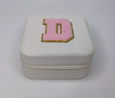 Monogram Letter D Small White Zipper Jewelry Gift Travel Box Bag • $11.99