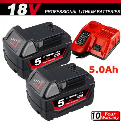 For Milwaukee M18 Lithium XC 5.0 AH Extended Capacity Battery 48-11-1860 Charger • $62.95