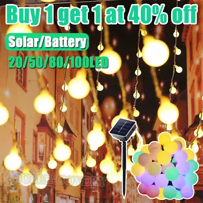 £2.39 • Buy Solar/ Battery 20-100LED Globe Bulb Ball Fairy String Lights Garden Outdoor