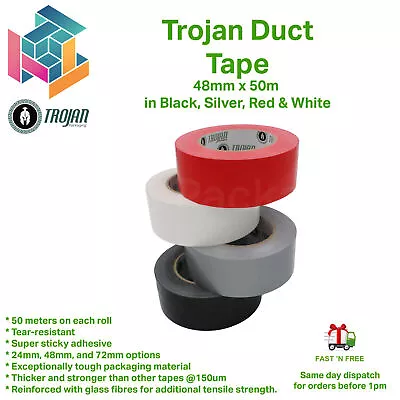 Duct Gaffer Heavy Duty Waterproof Cloth Tape 50mm X 50m Silver Black White Red • £0.99