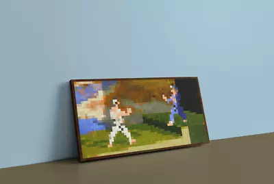 Minecraft Fighters Painting Printed Canvas 2x1 Blocks   Fighters  Art Print • £14.90