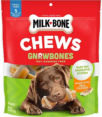 Milk-Bone Chews Gnawbones Rawhide Free Dog Treats Chicken 5 Long Lasting Smal • $38.99