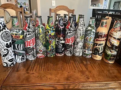 11 Mountain Dew Green Label Art Aluminum Bottles 2 With Dents • $45