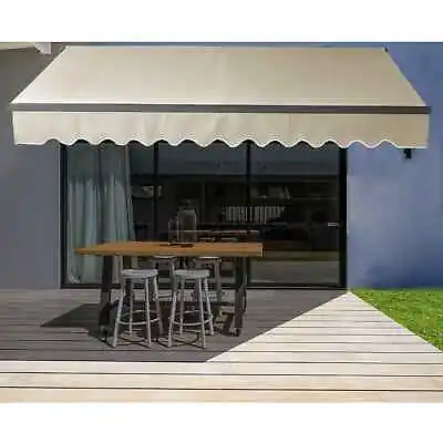 ALEKO Motorized Black Frame Retractable Home Patio Canopy Awning 10'x8' Ivory • $359.20