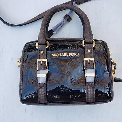 NEW MICHAEL KORS BEDFORD Legacy Satchel X-Small MINI Signature Logo BLACK BROWN • $150