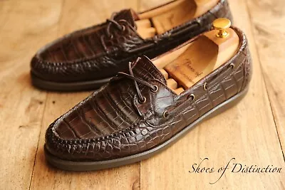 £1249 • Buy Alfred Dunhill Brown Crocodile Leather Boat Deck Shoes Boot Mens UK 8 US 9 EU 42