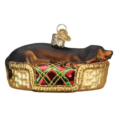 Old World Christmas SLEEPY DACHSHUND (12595) Glass Ornament W/ OWC Box • $25.19