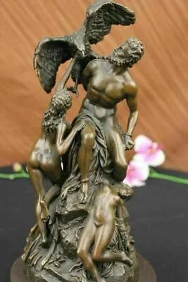 Art Deco Zeus And Eagle Bronze Sculpture Hot Cast Marble Base Figurine Artwork • $209.50