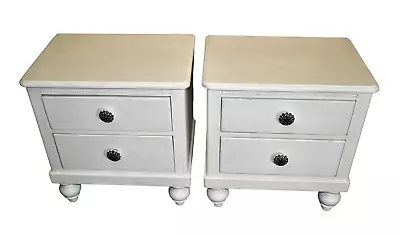 Vintage Pair Of Lexington Cottage Style Painted Two Drawer Nightstands • $498