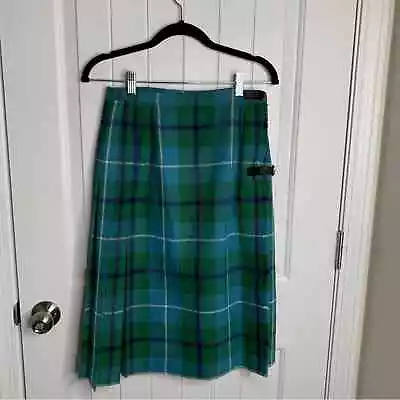 Vintage MacNaughton Green Tartan Pleated Wool Kilt Scottish Size 12 Women’s • $60