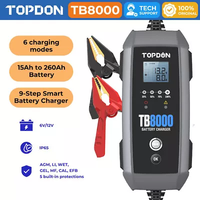 NEWEST TOPDON TB8000 Car Battery Charger Automatic Battery Maintainer Desulfator • $159