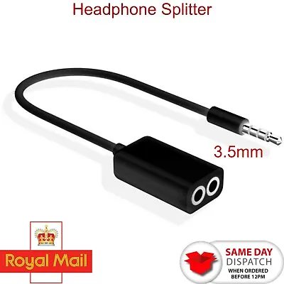 3.5 Jack Aux Audio Cable Headphone Splitter For Apple IPhone 4 5 5s 6 6S 7 Plus • £3.49