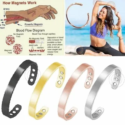 £5.03 • Buy Magnetic Cuff Bangle Pain Relief Bracelet Health Therapy Jewelry Women Men Gift